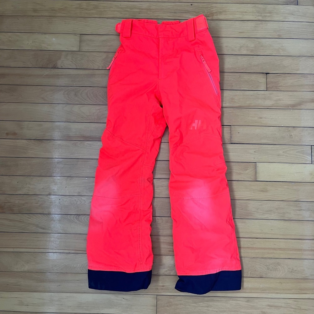 Helly Hansen Kids Neon Coral Ski Snow Pants Size 10 Adjustable Waist Orange HH